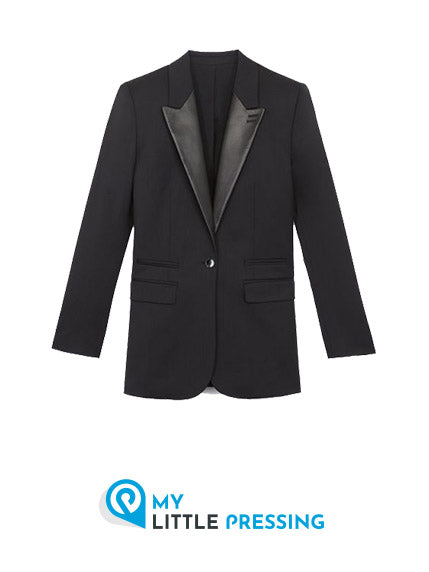 Veste de costume mixte tissu et cuir