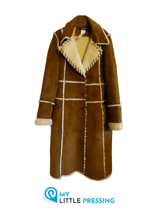 Veste / Manteau mixte tissu & cuir, peau ou fourrure - Long